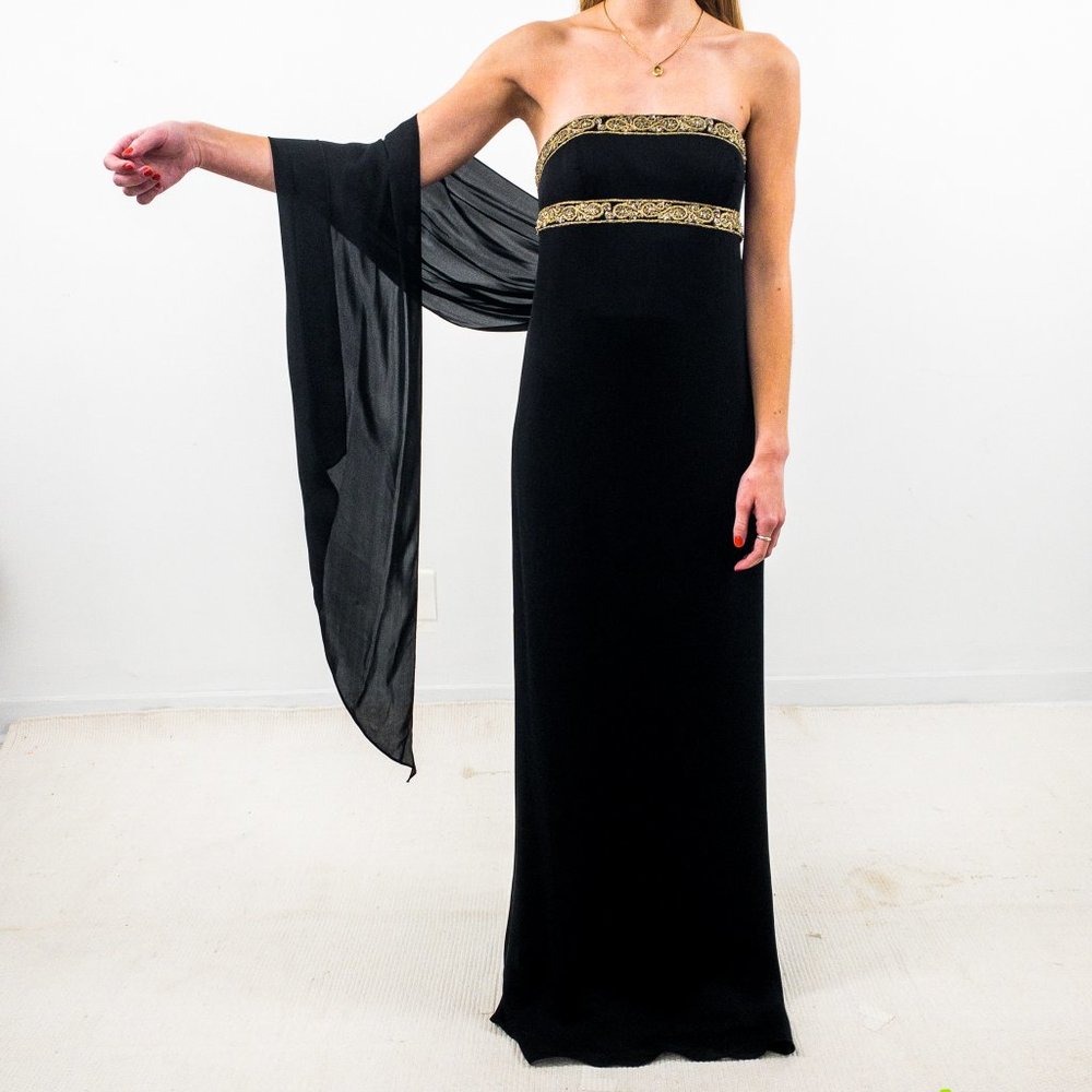 Marchesa 2 Silk Goddess Formal Maxi Gown Black - Picture 13 of 13